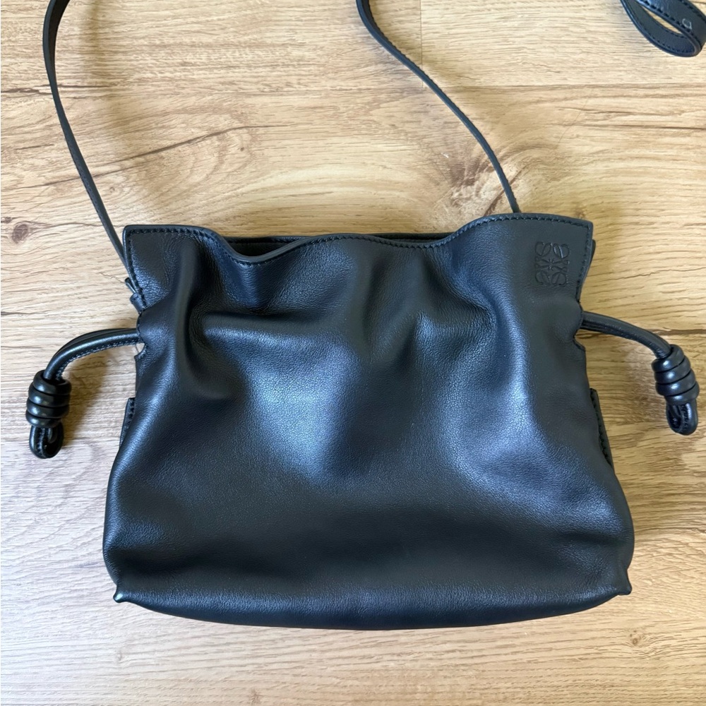 Loewe Flamenco mini - Black Leather Drawstring Crossbody Bag - Picture 8 of 10